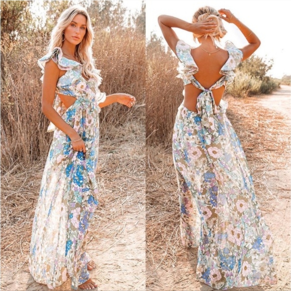 Vici Zabelle Floral Ruffle Cutout Dress - Picture 2 of 11
